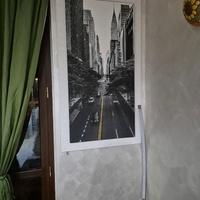 Quadro NY tela su cornice legno bianca 