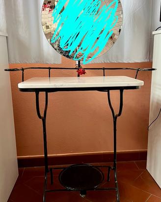 Toeletta antica ferro battuto e marmo