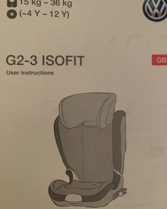 Seggiolino Auto ORIGINALE Volkswagen G2-3 ISOFIT