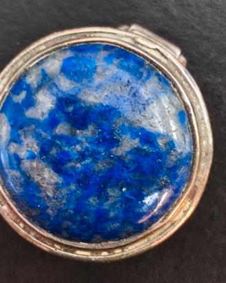 Portapillole vintage argento 925 con pietra blu