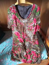 Vestito fiori leopardato pura seta