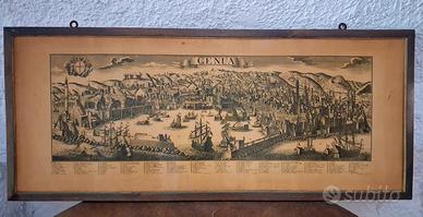 Stampa antica panoramica di Genova 