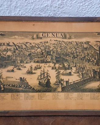 Stampa antica panoramica di Genova 