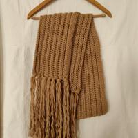 Sciarpa lunga frange, lana, beige 