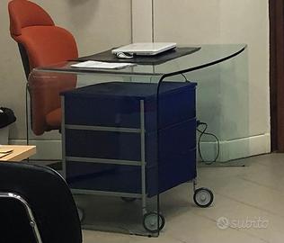 Scrivania cristallo curvata design anni 70 Vintage