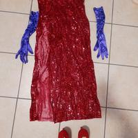 Costume cosplay Jessica Rabbit, con accessori