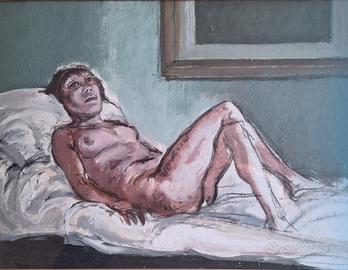 quadro Alberto Sughi- donna distesa-con autentica