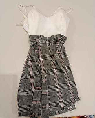 vestito corto bicolore con cintura 