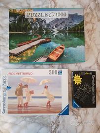 3 PUZZLE ORIGINALI da 1000 500 80 PZ vari soggetti