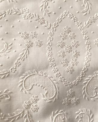 Lenzuolo puro lino ricamato a mano nuovo anni '70