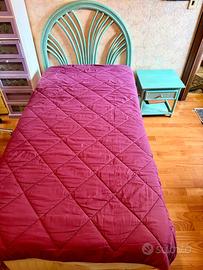LETTO + COMODINO IN RATTAN