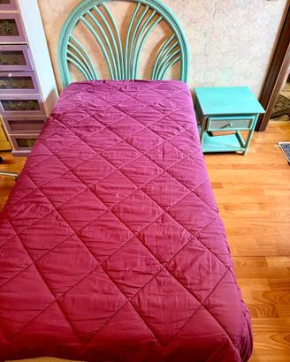 LETTO + COMODINO IN RATTAN