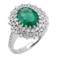 Anello  Smeraldo Ovale ct 1,73  Diamanti ct 0,83