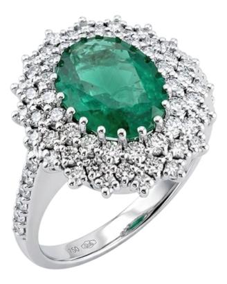 Anello  Smeraldo Ovale ct 1,73  Diamanti ct 0,83