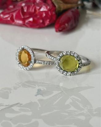 Anelli argento con citrino e peridot
