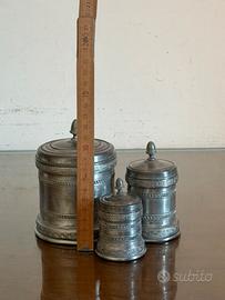 3 contenitori di peltro