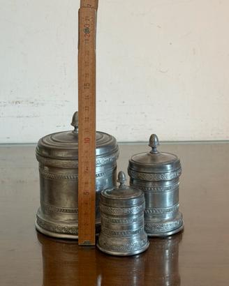 3 contenitori di peltro