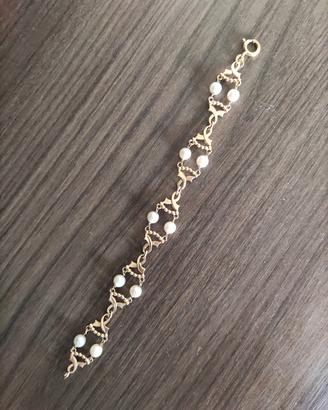 bracciale oro più perle 