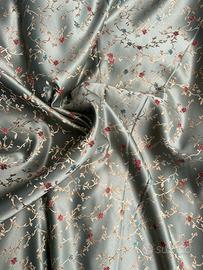 Tessuto broccato fondo verde con fiori 1x 2.80m