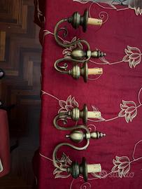 Coppia applique vintage in ottone 2 luci-lavorate