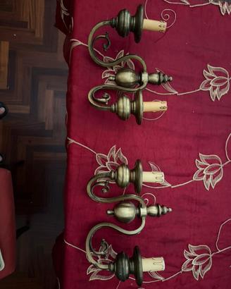 Coppia applique vintage in ottone 2 luci-lavorate