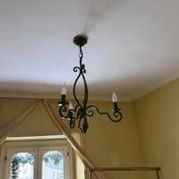 Lampadario verde ferro battuto 3 luci h81x52cm