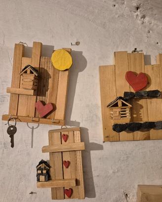 Tris di Quadretti Appendichiavi Artigianali in Leg