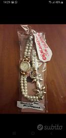 Orologio donna a braccialetto con perle e strass