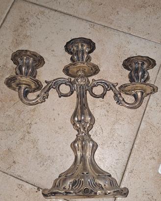 Candelabro dell'800 a 3 fiamme in argento