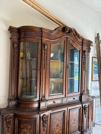 Vetrina Barocchetto Anni 50 Radica e Intarsi