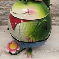 CONTENITORE DECORATIVO A FORMA DI RANA, IN METALLO