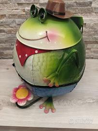 CONTENITORE DECORATIVO A FORMA DI RANA, IN METALLO