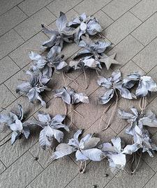 Addobbi argento per albero  e led bianco