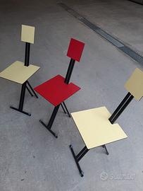 Tre sgabelli pieghevoli metallo legno anni 70