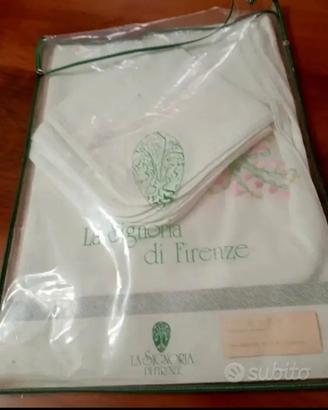 tovaglia in lino con 6 tovaglioli coordinati vinta