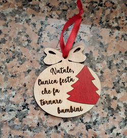 Pallina di Natale in legno con dedica 