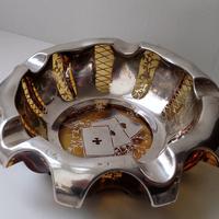 Posacenere svuotatasche vetro e metallo argentato