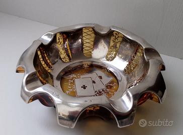 Posacenere svuotatasche vetro e metallo argentato