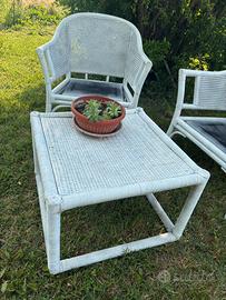 Salottino da giardino in midollino