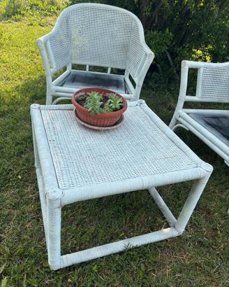Salottino da giardino in midollino