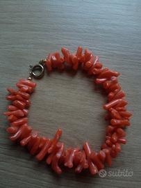 Bracciale filamenti corallo in argento 835
