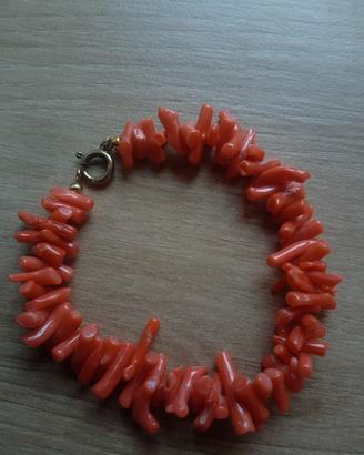 Bracciale filamenti corallo in argento 835