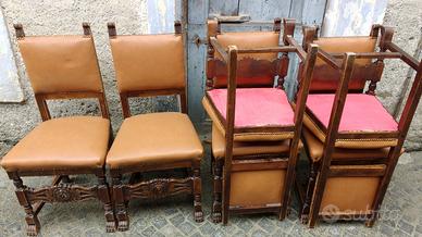SEDIE ANTICHE IN NOCE INTAGLIATO