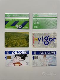 Lotto 6 schede telefoniche UK, IRLANDA, CROAZIA