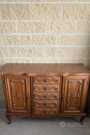 Mobile base con due ante e cinque cassetti