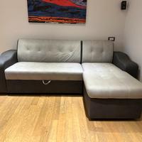 Divano Letto Bicolore in Ecopelle ed alcantara