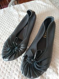 Ballerine in pelle con tomaia a fisarmonica