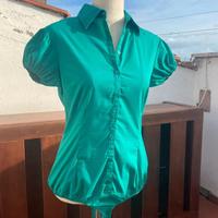 camicia body maniche corte turchese