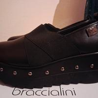 Scarpe Braccialini Nere Zeppa Borchie