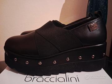 Scarpe Braccialini Nere Zeppa Borchie